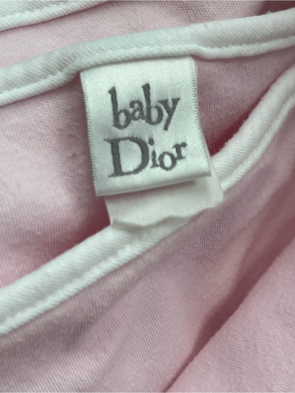 BABY DIOR Pink Receiving Blanket Rosette Lace Accent Embroidered Logo Vintage - Picture 5 of 5